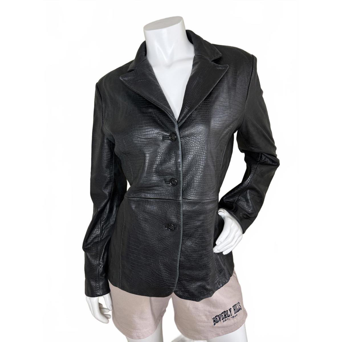 Y2k Reilly Olmes Collection Black Leather Blazer Jacket Womens